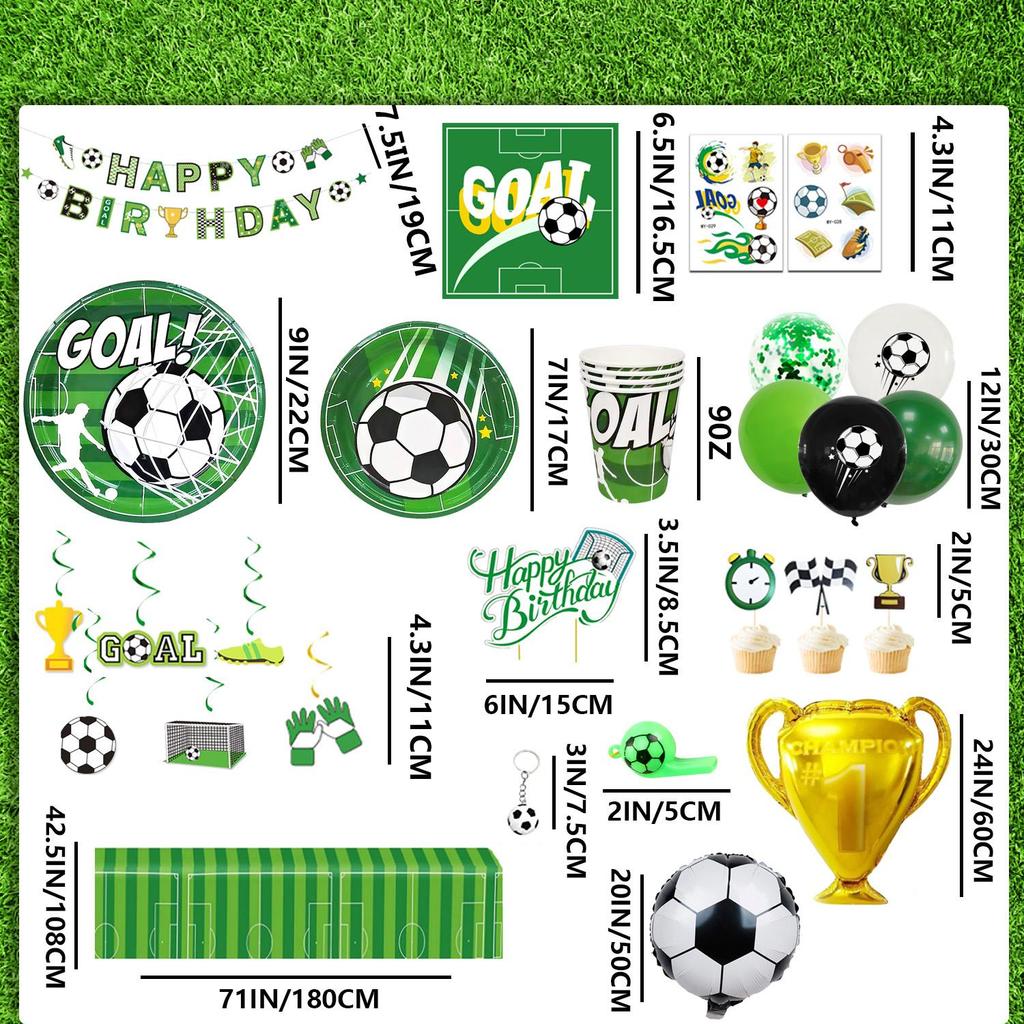 Dekoracje na imprezę piłkarską Dekoracje na imprezę o tematyce piłkarskiej Baner urodzinowy z motywem piłki nożnej i kubeczki itp. Artykuły na przyjęcie urodzinowe z motywem piłki nożnej dla dzieci