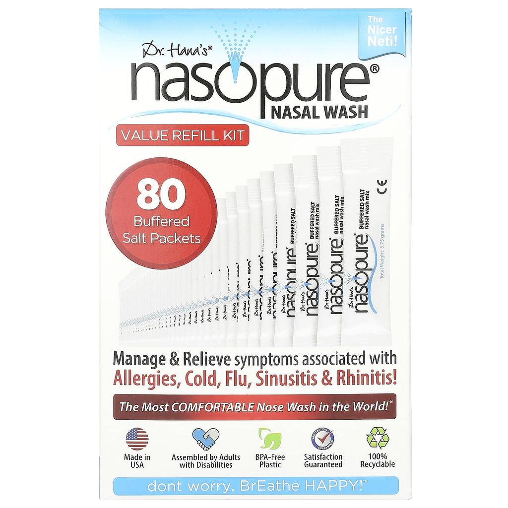 Nasal Wash, Value Refill Kit, Buffered Salt Pack of 80