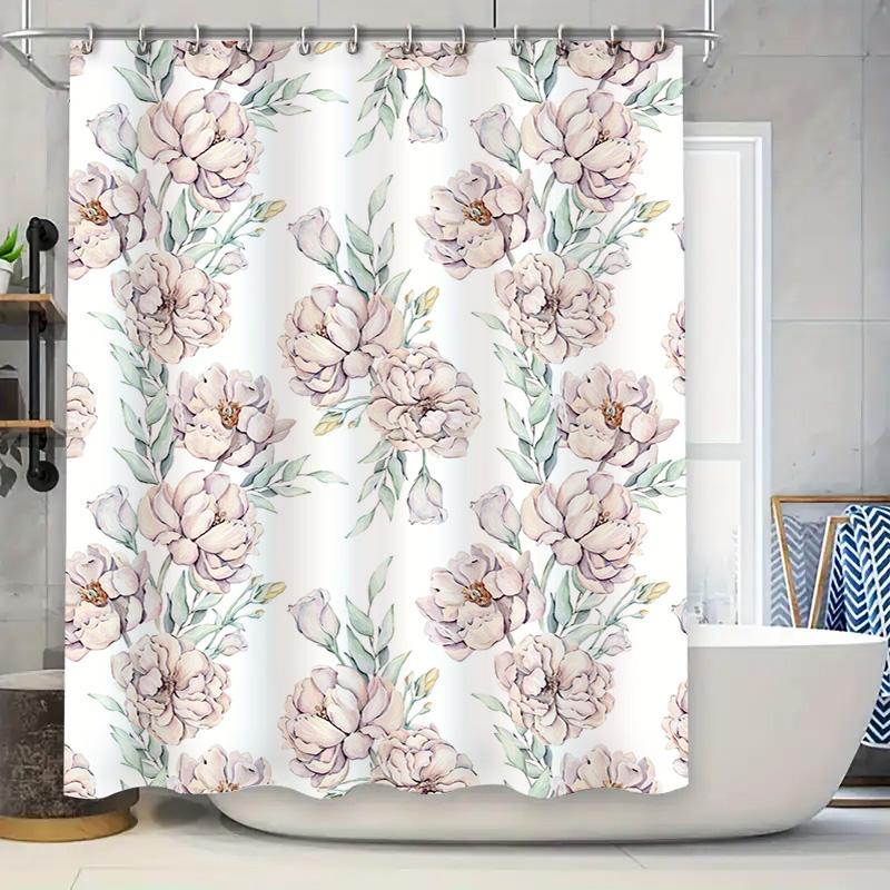 

Pink Peony Shower Curtain Floral Print Bath Decor For Home Decoration Watercolor Flower Fabric Waterproof Shower Curtain Set W60H190(CM)-1 Pcs