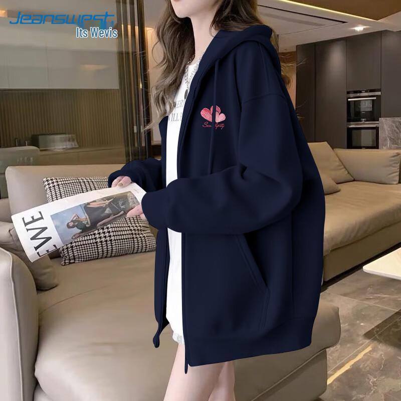 JEANSWEST Women's Oil Painting Heart Zip-Up Hoodie