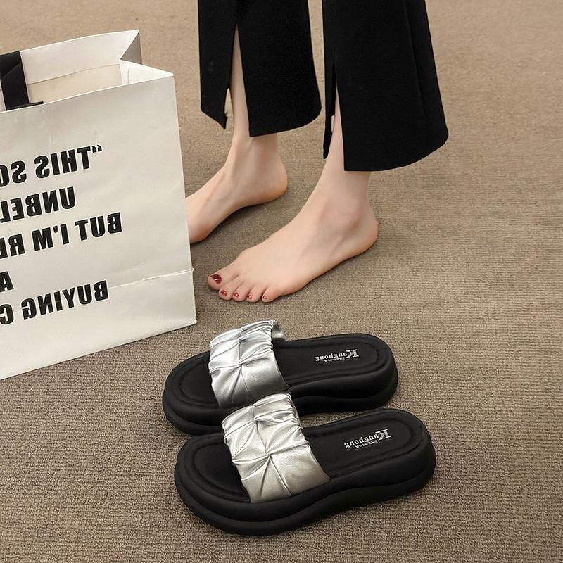 Tøfler damesommerklær ny mote tykksålede muffinsandaler strandfolder