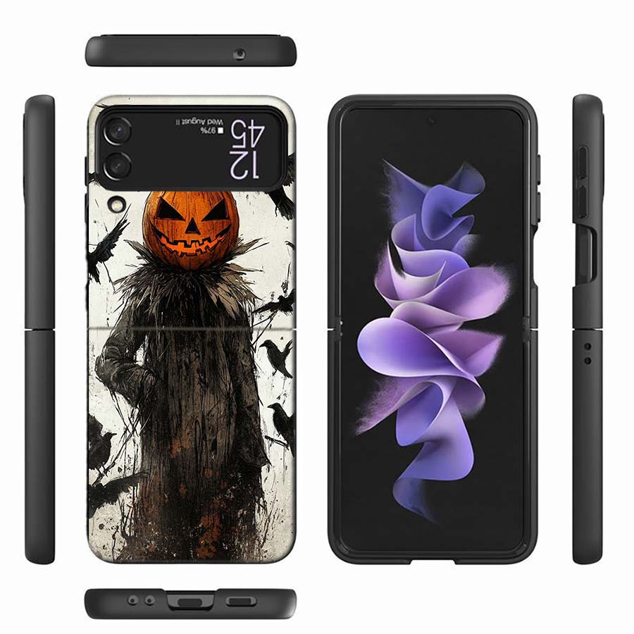 Halloween Pumpkin Man is Here Phone Case For Samsung Z Flip 6 7 5G Z Flip 5 Galaxy Z Flip 3 4 5G ZFlip Shockproof Hard Cover TPU