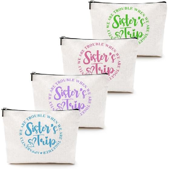 3Pcs Girls Trip Gifts Girls Weekend 2025 Makeup Bag Sisters Trip Gifts Favors Summer Gifts Cosmetic Bag Toiletry Bag Zipper Pouch Weekender Bags for