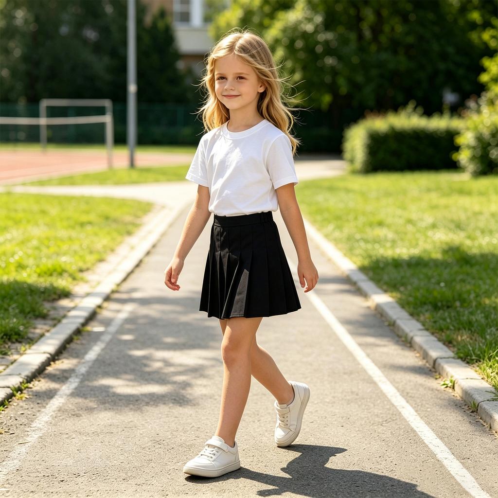Mädchen Falten-Kurzrock mit integrierter Hose für Schule und Alltag