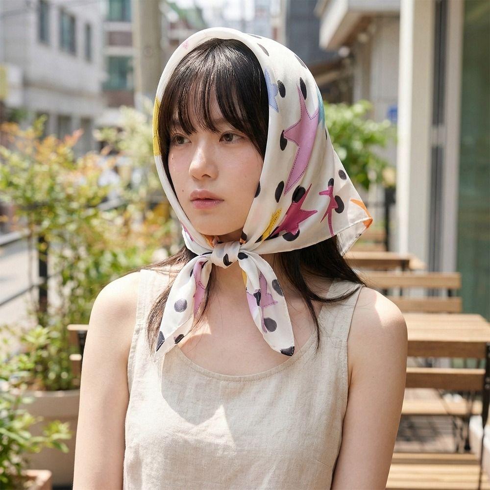 Y2K Star Print Scarf Printed Hair Scarf Simple Punk Bandana Beach