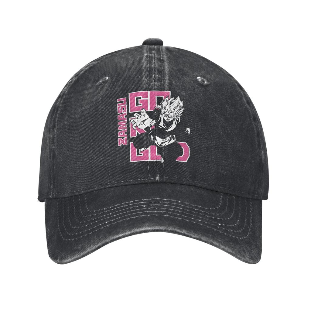 Dragon Ball Black Goku Baseball Caps Retro Distressed Denim Headwear for Men Women Outdoor Summer Adjustable Fit Hats Cap