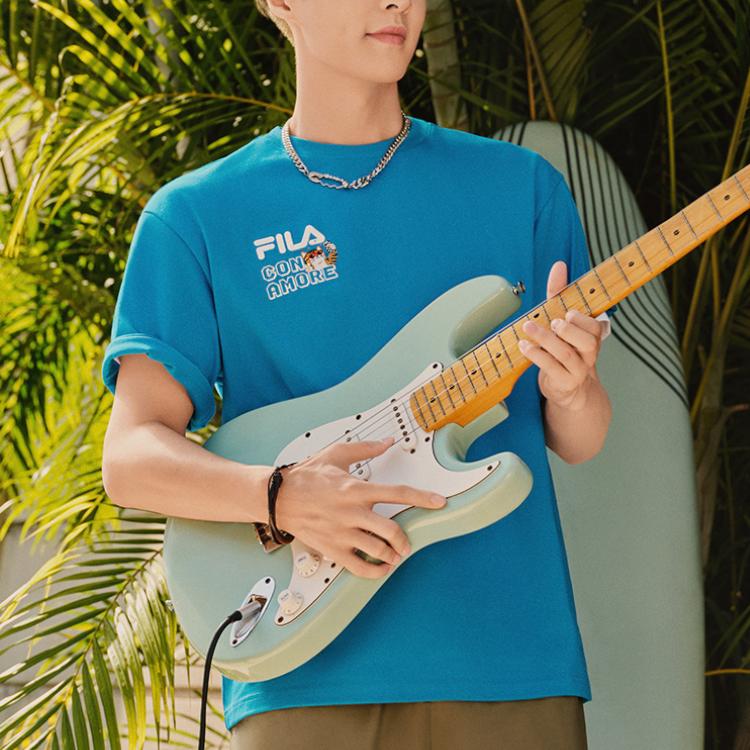 New FILA SS24 T Shirt Unisex Miroku Blue F11U429102FBU