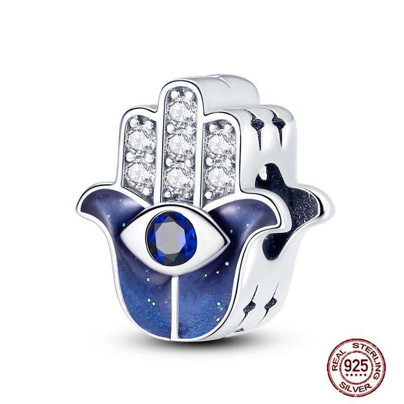 Standard Copper Craft Rotate Devil'S Eye Charms Fit Authentic Bracelet Blue Fatima Hand Palm Spacer Charms Handmade Jewelry Gift