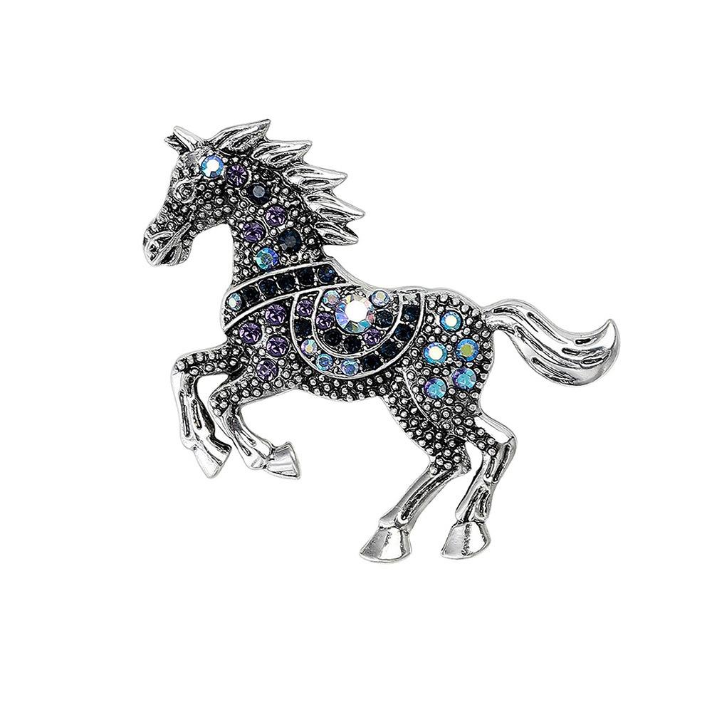Gift Rhinestone Running Horse Brooch Traditional Vintage Zodiac Animal Badge Retro Brooch Pins Cultural Art