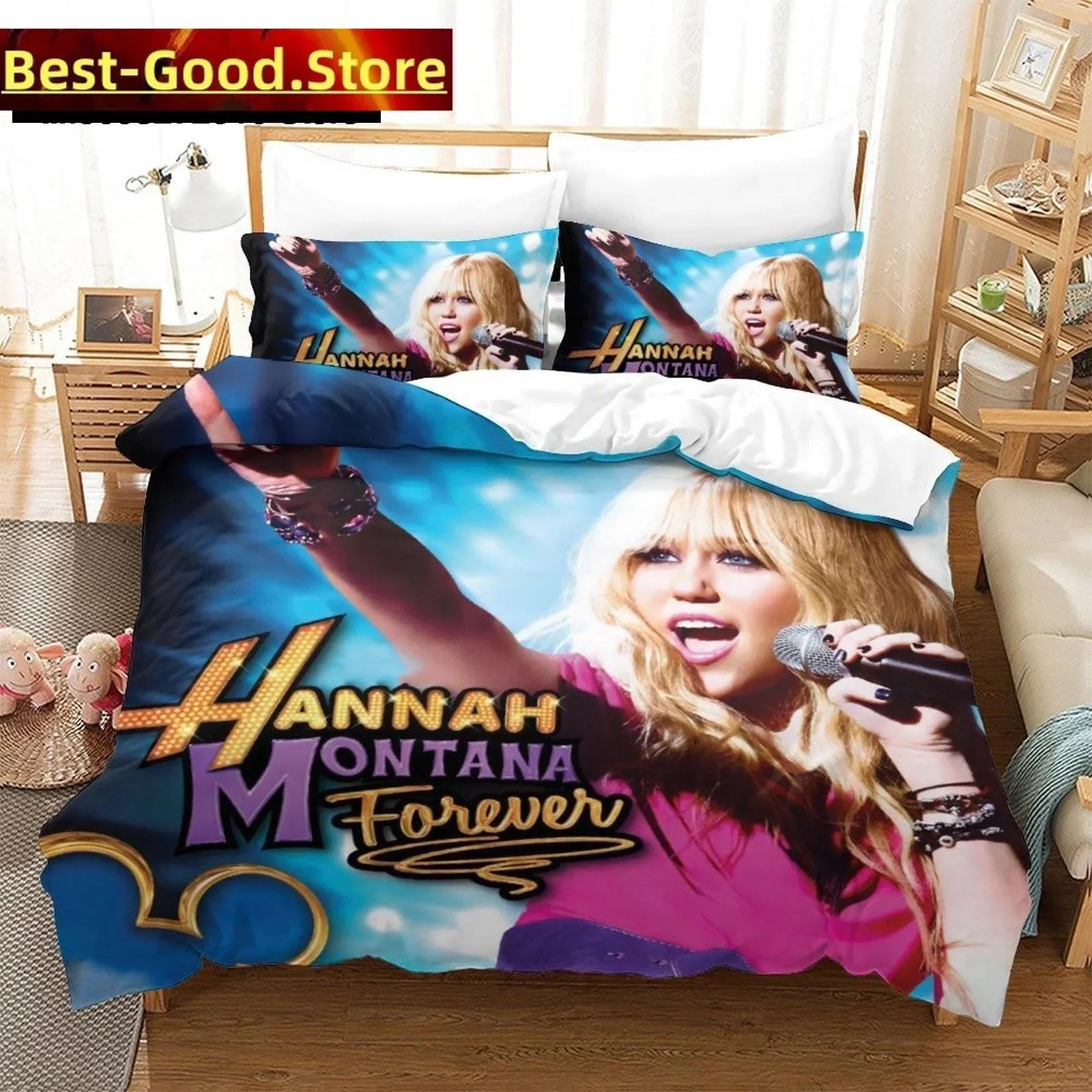 

Fashion Hannah Montana Bedding Set Printed Bed Set With Pillowcase Bed Duvet Cover Soft Single Double Queen Super King Size 180*220cm 3pcs