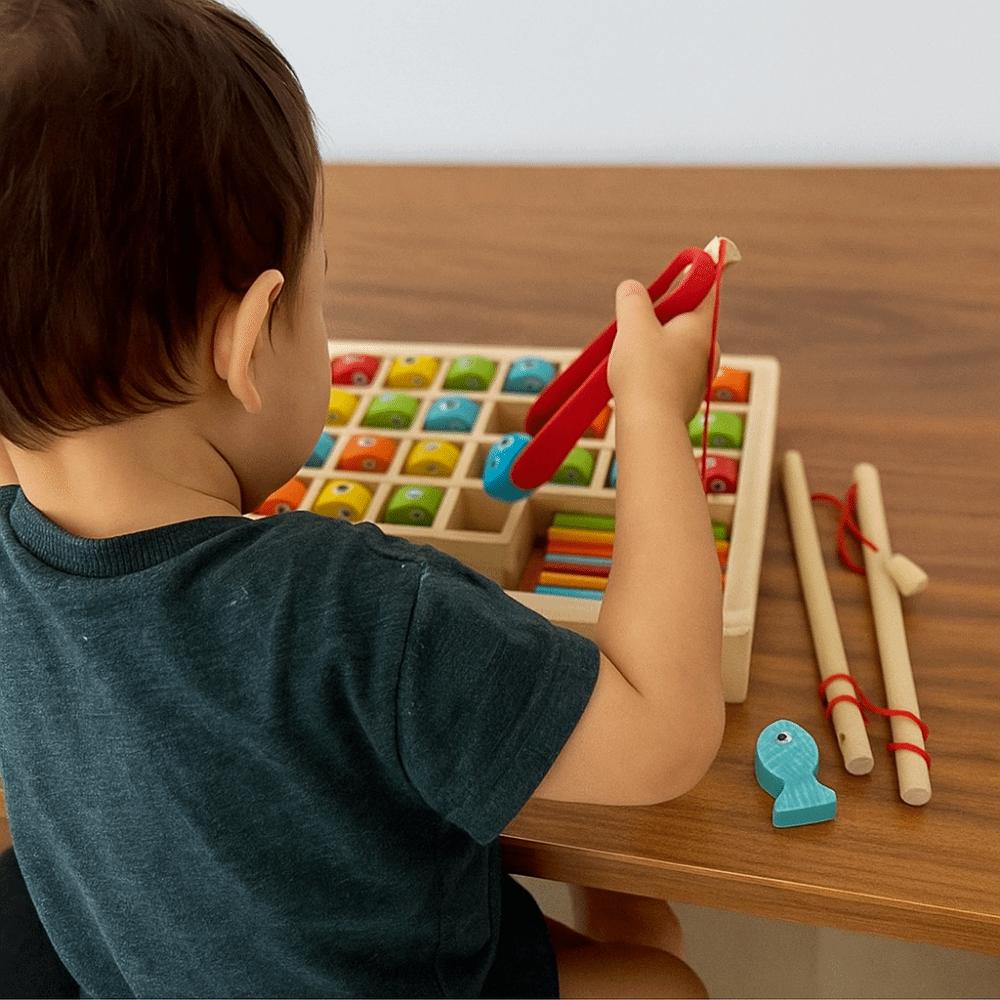 Early Education Wooden Magnetic Fishing Game Magnetic Fishing Learning Box  Learn Math