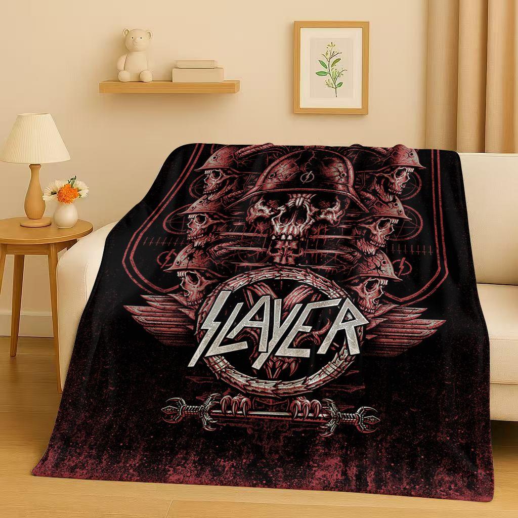 3D Slayer Thrash Metal Rcck Music Band Sign Flannel Blanket,Ultra Soft Warm Plush Throw for Home Bedroom Bed Sofa Cover Gift Kid