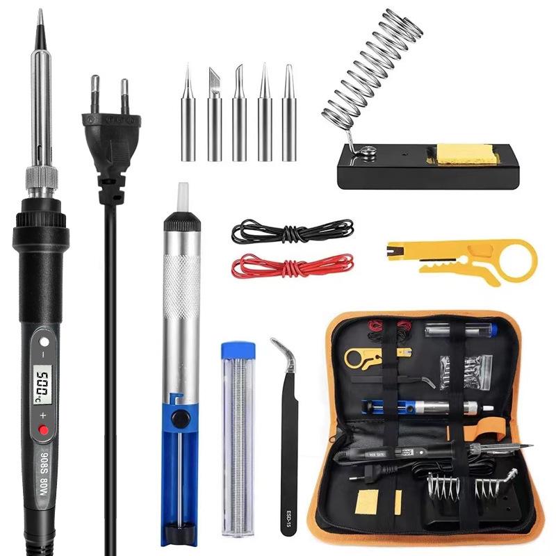 80W Elektrisches Lötkolben-Set mit LED-Anzeige & Einstellbarer Temperatur für Haushaltsreparaturen