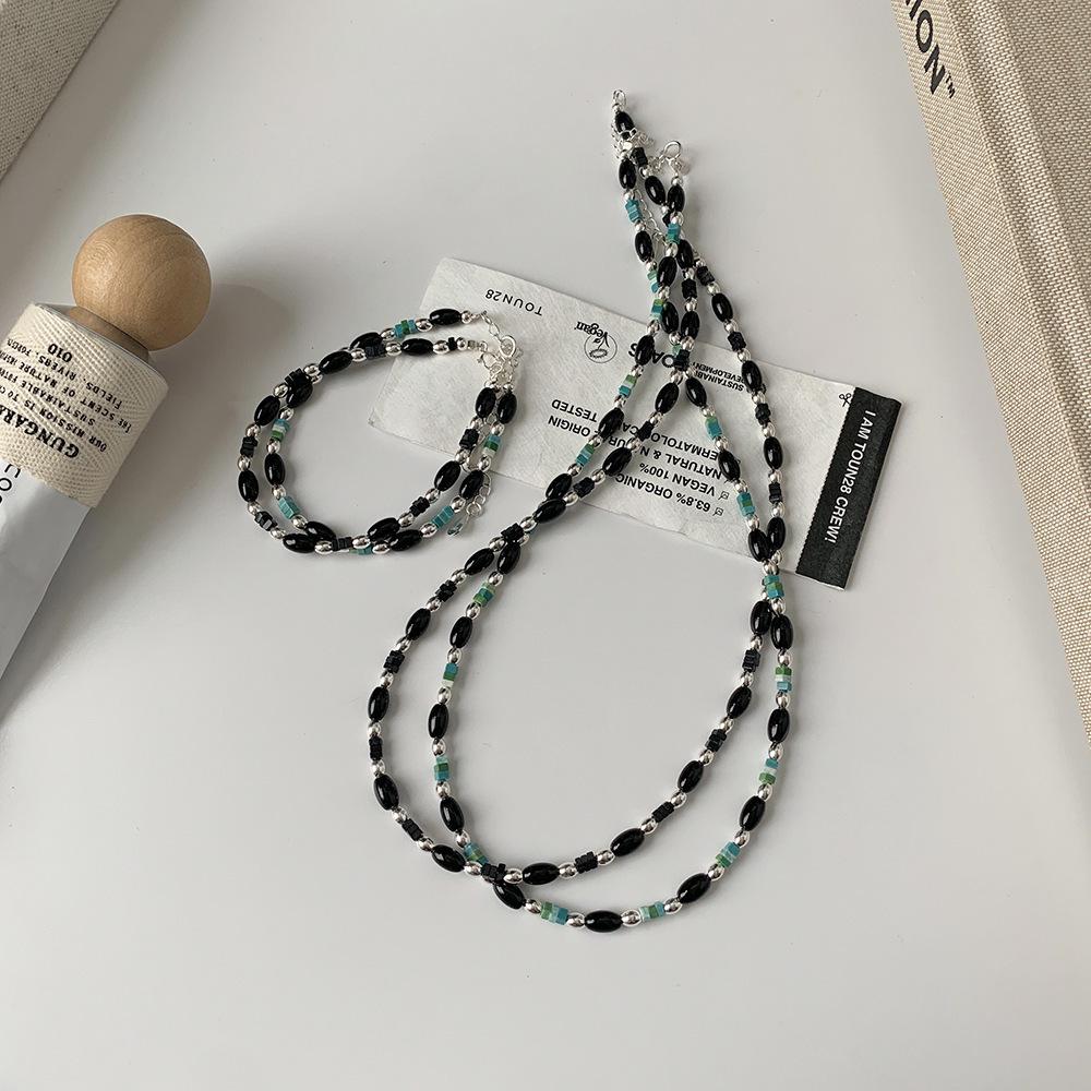 

S925 Silver Oxidized Black Agate Bracelet/Necklace - Versatile & Stylish S925 Silver