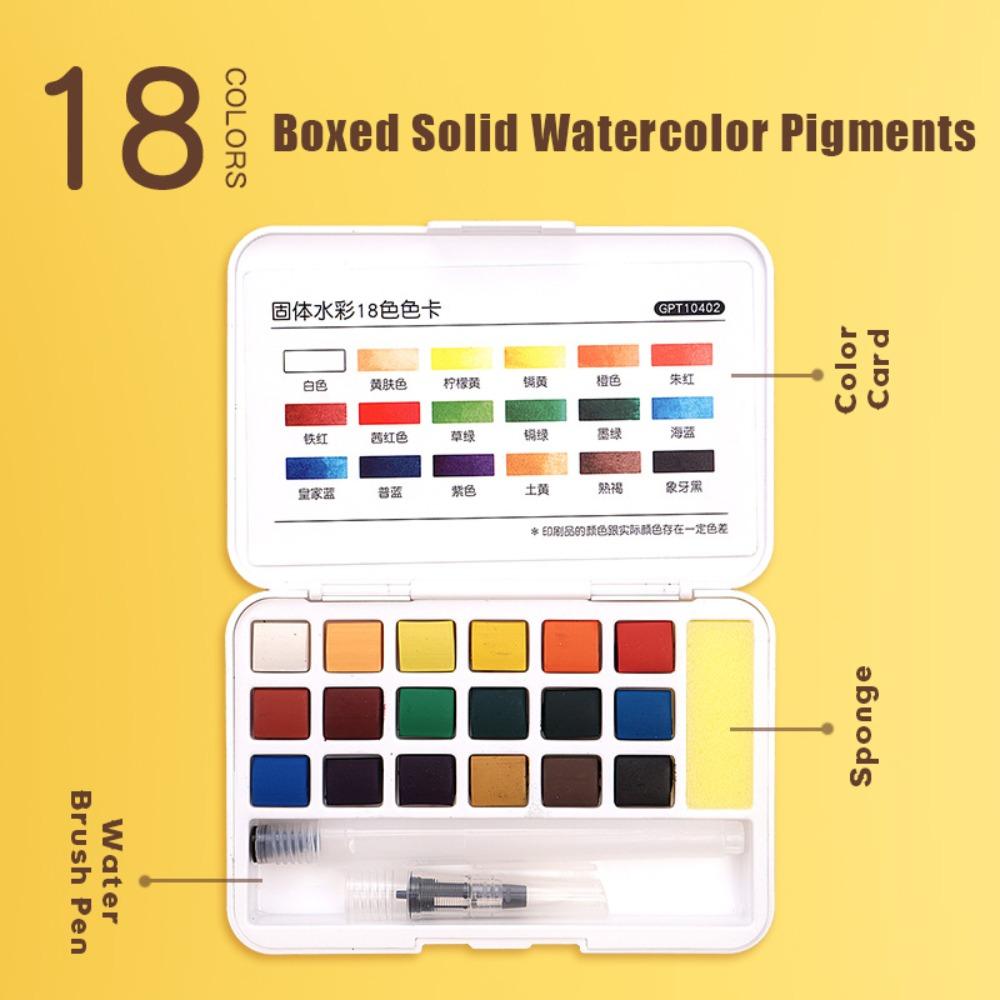 

Твердий акварельний пігмент з пензлем для води Набір для малювання олійними фарбами Набір пігментів для малювання Студенти 18 Colors