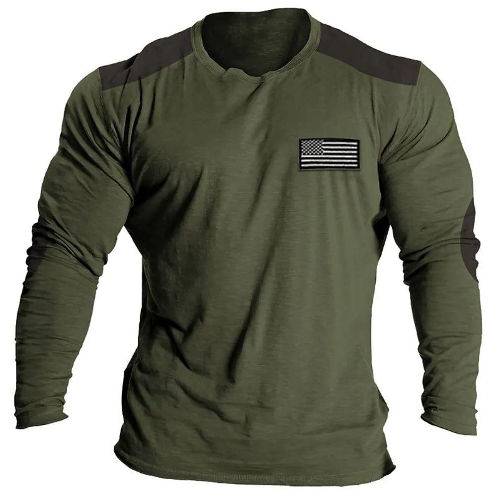 Men Retro Long Sleeve T-Shirt O Neck Pullover Autumn Winter Male Shirt Top Tees Oversize Men's Clothing