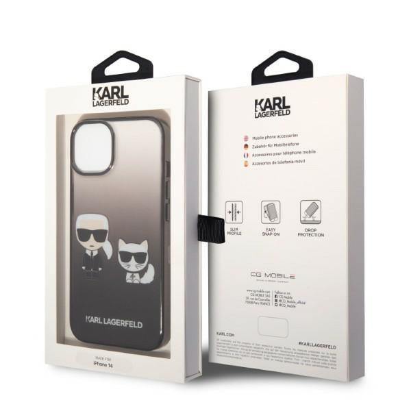 Etui Do iPhone 14 Plus Karl Lagerfeld Gradient Ikonik Karl & Choupette Czarne