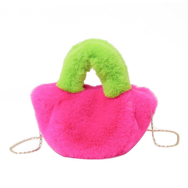 1 Pcs Women's Bag Autumn and Winter New Fashionable Girl's Hairy Chain Handbag Shoulder Cross Bag