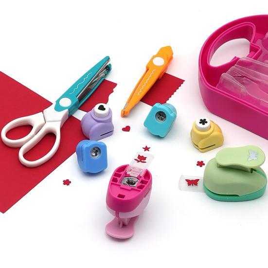 Kids DIY Hole Punch Set Safe Punching Machine Kid-friendly Hole Punch Set