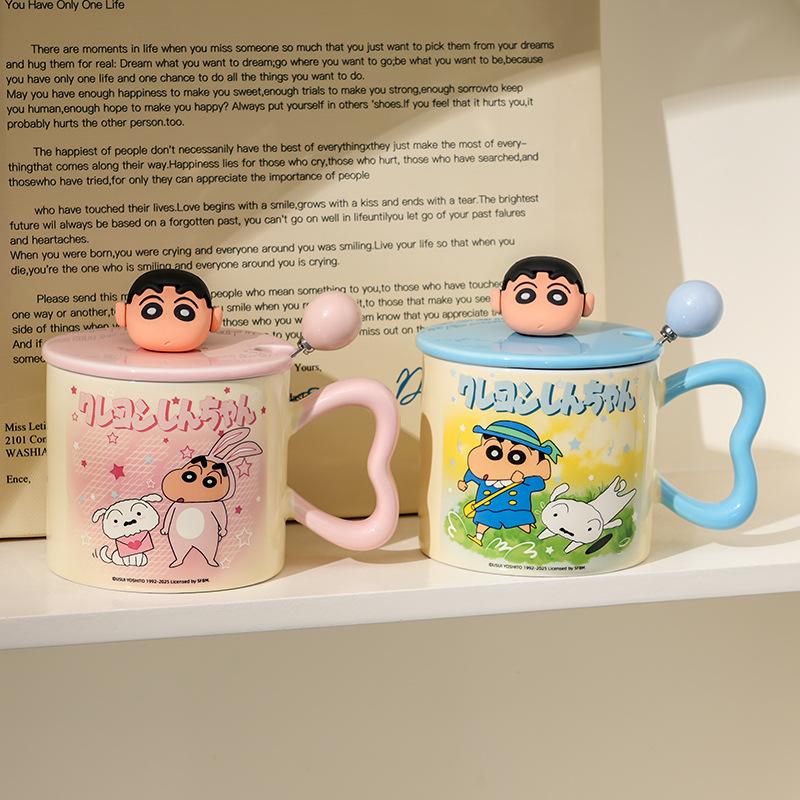 Uroczy kubek Crayon Shin Chan  Kubek ceramiczny o wysokim poziomie wyglądu dla dziewcząt  Kubek do kawy, mleka do biura  Prezent urodzinowy