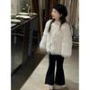 Girls' Autumn and Winter Temperament Warm Jacket Korean Style Solid Color Soft Top