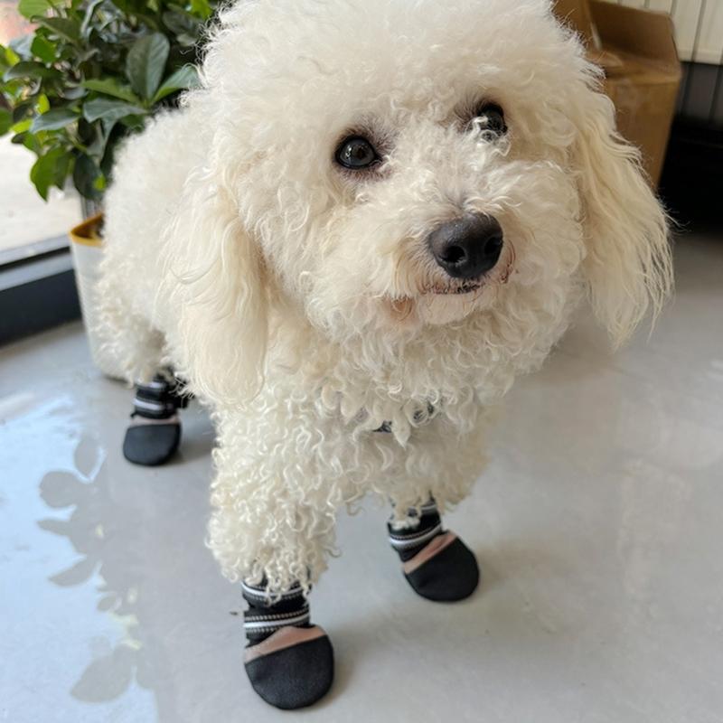2 Pair Dog Shoes Protective Thick Grip Dogs Feet Cover Socks with Adjustable Sticker for Outdoor Prevents Sliding