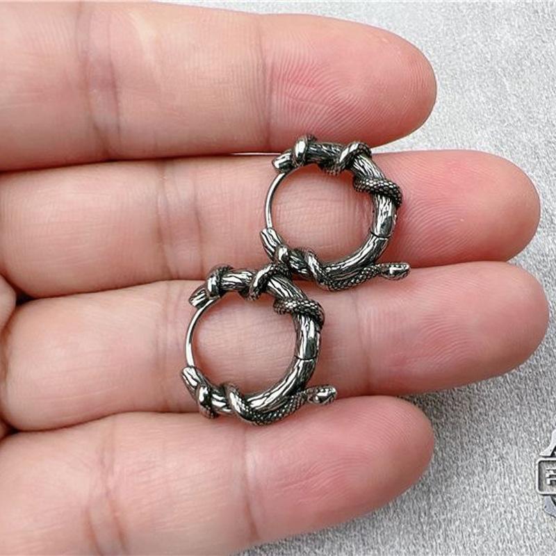 Retro Snake Earrings Personalized Ear Buckle Hip Hop Punk Domineering Accessories To Ins Street Trend