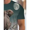 Men's 3D Elephant Print T-shirt Short Sleeved T-shirt Breathable Polyester Round Neck Casual Streetwear Top