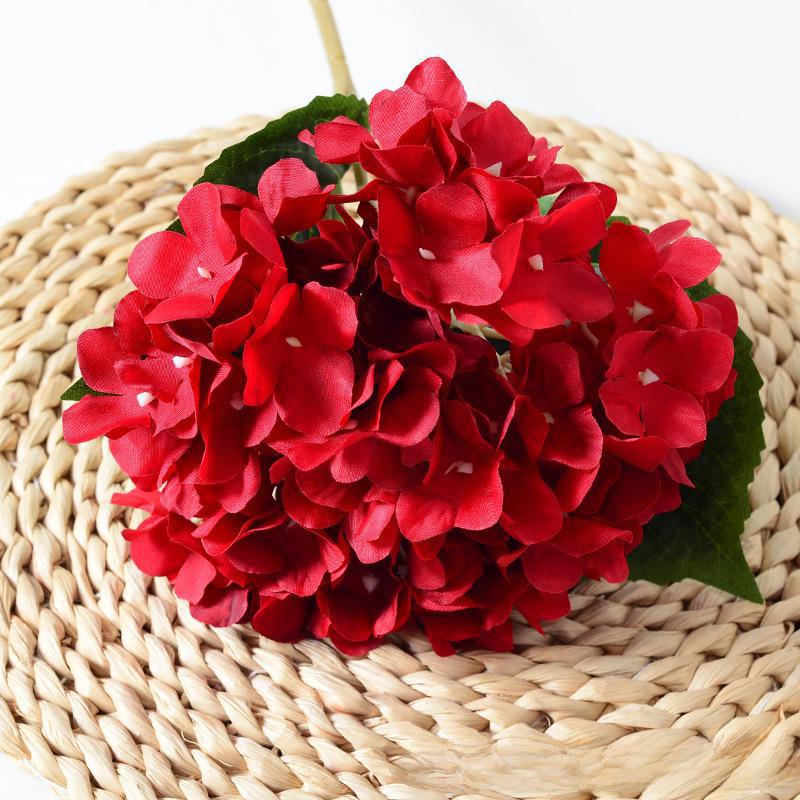 

Искусственная шелковая гортензия с листьями для домашнего декора, свадеб и фотосъемки красный