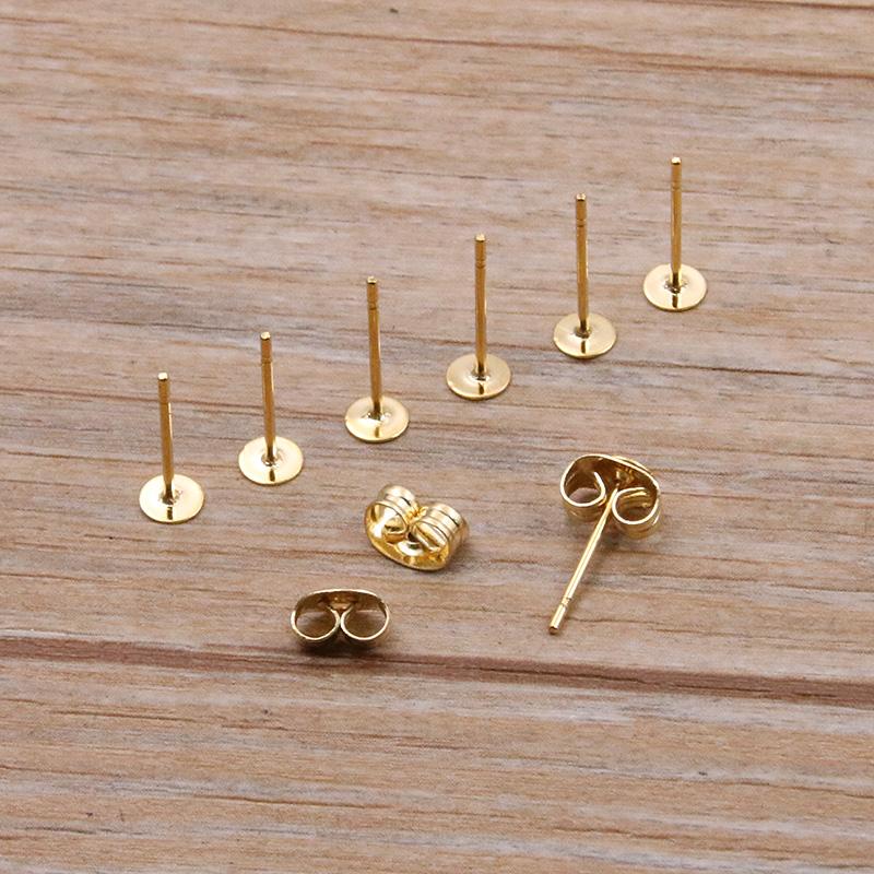 50-100 Stück 2 Farben Edelstahl Ohrstecker Leere Stiftbasis Pins Mit Verschluss Ohrrücken Für DIY Schmuckherstellung