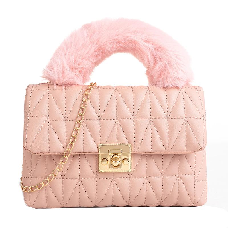Plush Portable Small Square Bag, Fresh, Sweet and Fashionable Small Handbag.