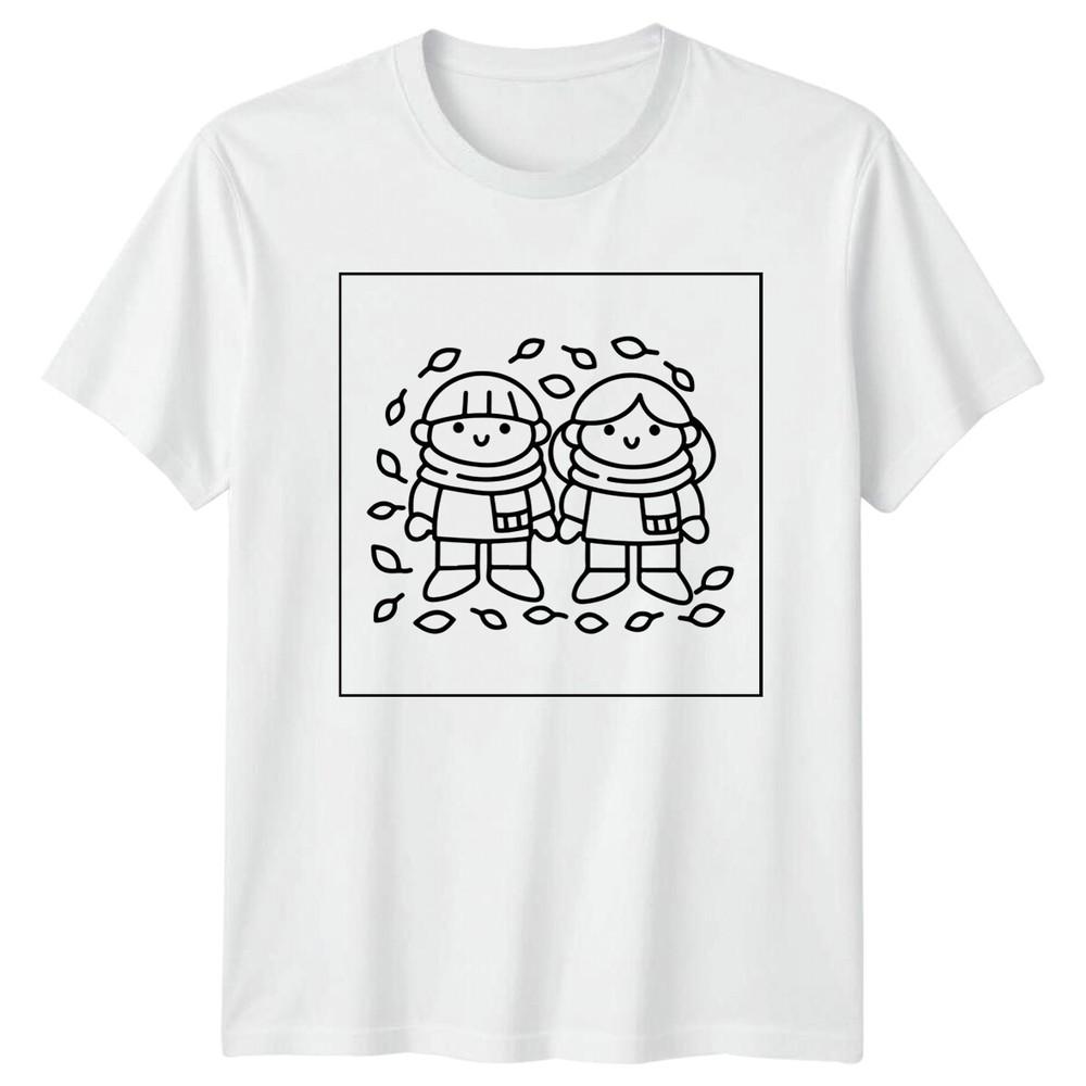 Autumn Leaves Couple Fall Season Unisexs TShirt Ladies Tee Graphic Top S