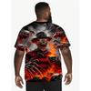 Large Men's Skull Pattern 3D Printed Men's Round Neck Short Sleeved T-shirt Summer Fashion T-shirt Casual and Comfortable Versatile Top