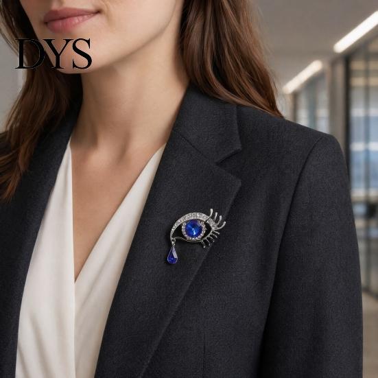 Electroplated Eye Accessory Bling Rhinestone Eyes Brooch Pin, Tear of Angel Lapel Pin Secure Clasp for Women, Sweater Cardigan Coat Suit Decoration