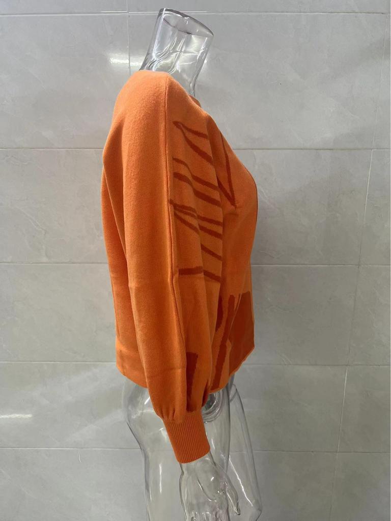 Women's European and American Lantern Sleeve Pullover Sweater
