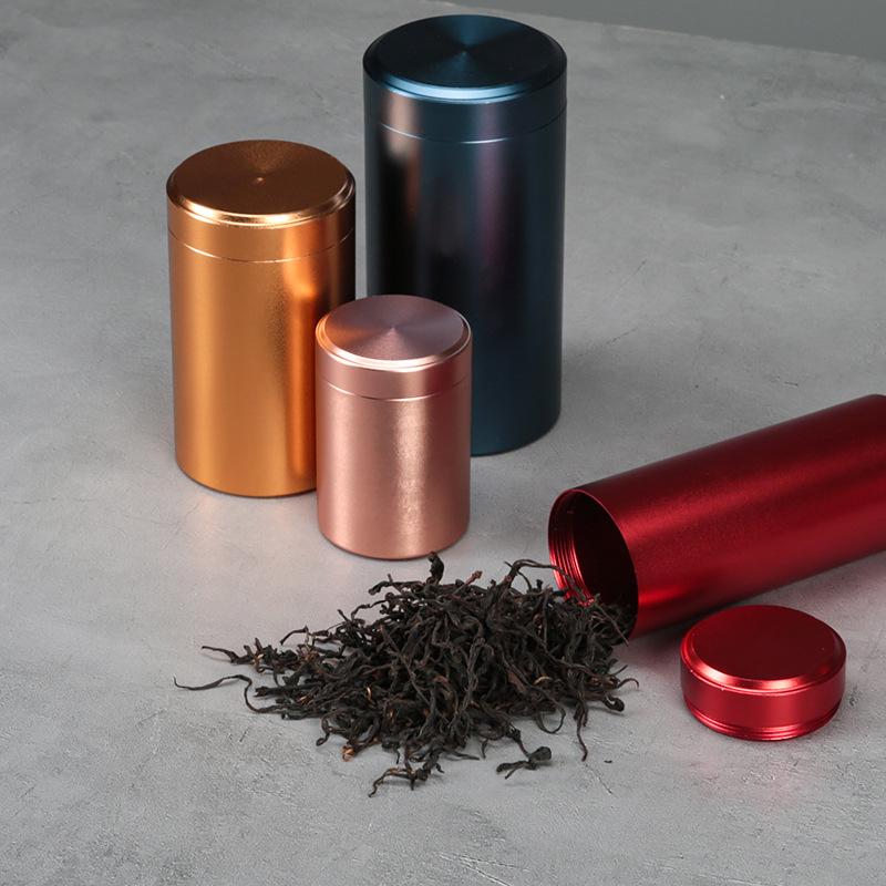 Compact Titanium-Aluminum Tea Storage Can: Small, Portable, and Sealed.