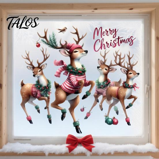 Spanish Christmas Decor Theme Static Sticker, Reusable Decorative Window Decals, Removable Transparent PVC Stickers Waterproof for Holiday Home