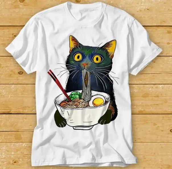 Ramen Noodle Black Cat Foodie Lover Best Seller Gift Meme Tee T Shirt 2484
