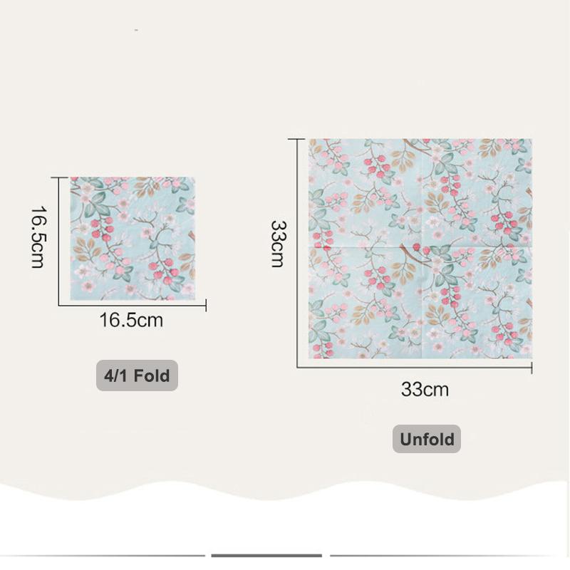 20Pcs Fruit Flower Printed Paper Napkins, 2-Ply Disposable Napkins for Baby Shower Birthday Party - Table Decor Tissue Supplies