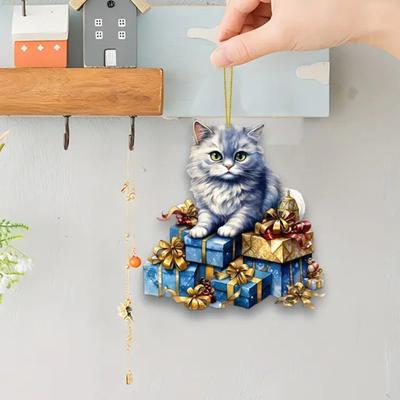 Akrilik Kedi Kolye Noel Ağacı Askı Süsü Boyun Askısı ile Kolay Asılabilen Sevimli Kedi Askılı Kolye El Çantası Süsü