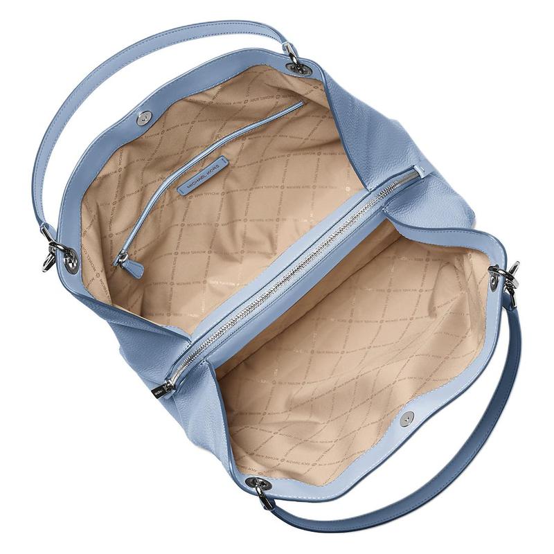 MICHAEL KORS Christina Letter Metal Logo Pebbled Leather Hand Shoulder Bag Large Women's Pale Ocean