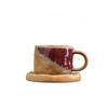 Grobes Töpferton Ofenwechsel Tasse und Untertasse Set Unregelmäßige Wabi-Sabi Keramiktasse für Kaffee Tee Hausbar Rustikale Wohnkultur Geschenk