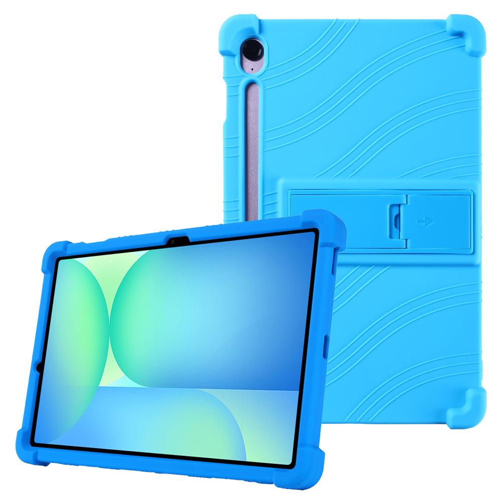 

For Samsung Galaxy Tab S10 FE+ Silicone Case with Kickstand Rugged Protective Cover Baby Blue