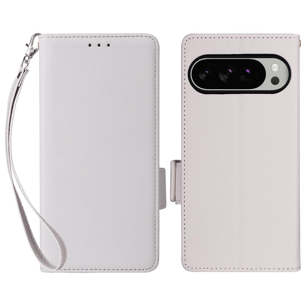 For Google Pixel 10 Pro XL Case with Wrist Strap Litchi Texture PU Leather Wallet Phone Cover