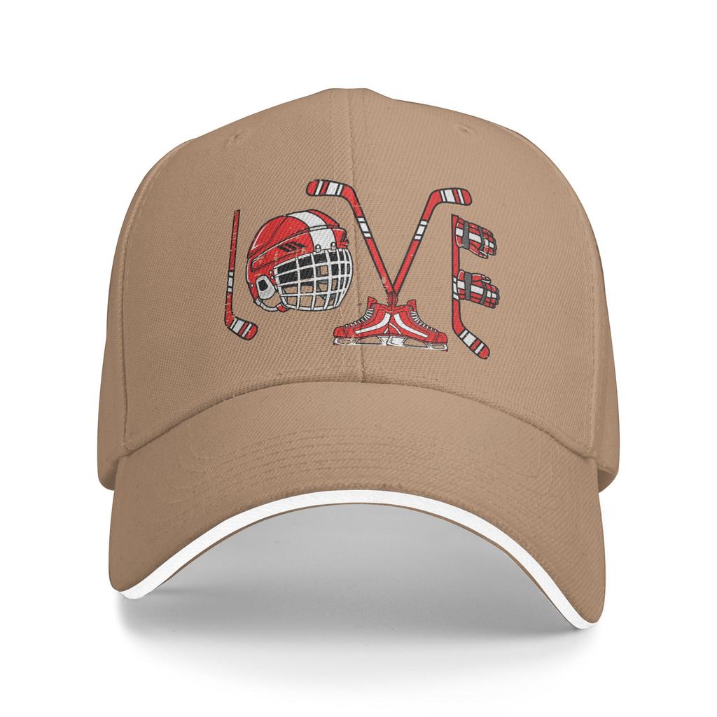 Valentines Day Love Ice Hockey Items Unisex Boys  Sun Baseball Cap Summer Unisex Women  Print Trendy Hunting Camping Snapback Cap