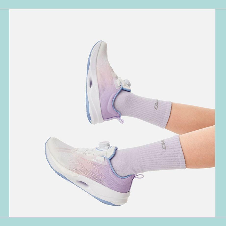 Li Ning Kids Lightweight Running Shoes Kids Sneakers White Purple YKFU034-4