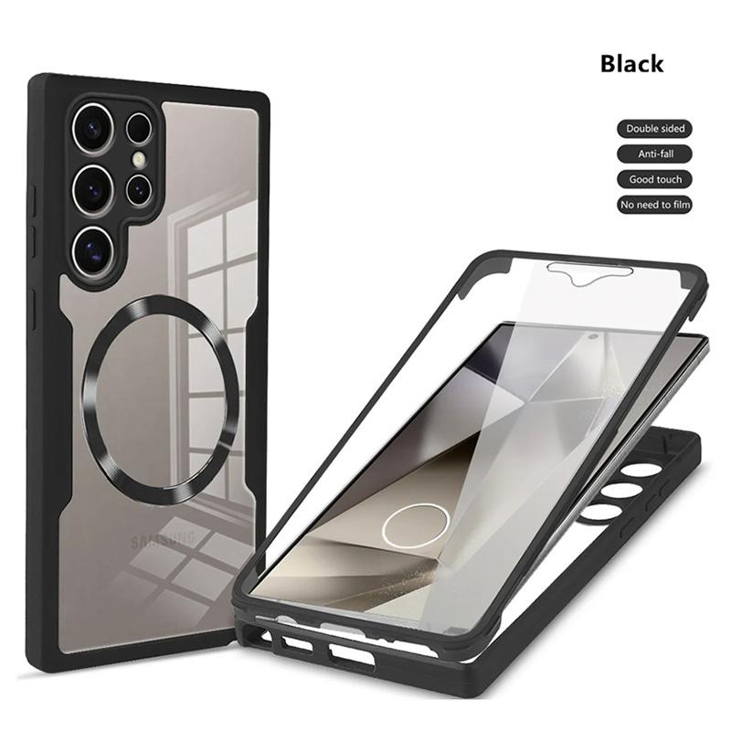 For Magsafe 360 Full Body Front Back Clear Phone Case For Samsung Galaxy S25 S24 S23 S22 Ultra Plus S21 FE Magnetic Cover