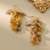Medieval Vintage Western Retro Grape String Agate Colored Stone Earrings Electroplating Simple Light Luxury Versatile Models