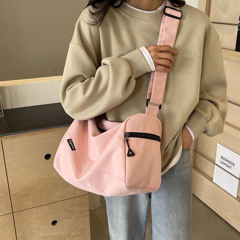 2025 Summer Versatile Solid Color Casual Shoulder Sports Bag - Lightweight Crossbody for College Students