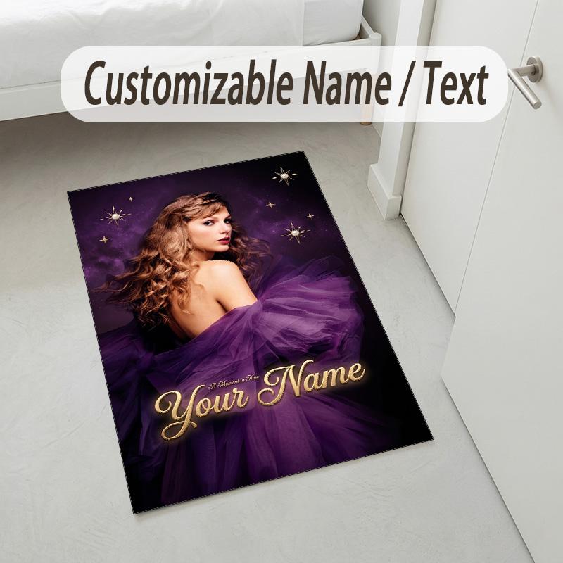 Personalized Crystal Velvet Carpet,Taylor Swift Custom Printed Name, Plush Area Rug For Home Indoor Decor